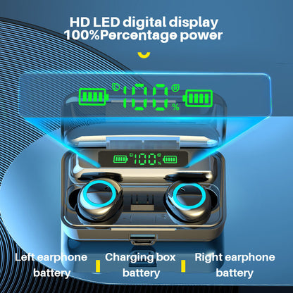 Digital display wireless headset with charging box